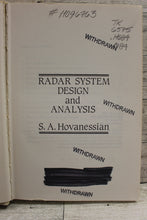 Load image into Gallery viewer, Radar System Design and Analysis - S. A. Hovanessian