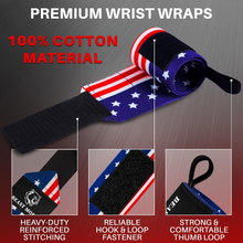 Load image into Gallery viewer, TECEUM Weightlifting 18" Wrist Wraps with Thumb Loop –Powerlifting Bodybuilding