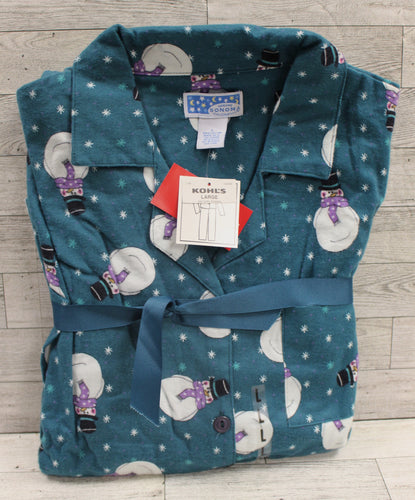 Sonoma 2 Piece Cotton Sleepwear Set - Shirt & Pants - Snowman - Large - New
