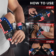 Load image into Gallery viewer, TECEUM Weightlifting 18" Wrist Wraps with Thumb Loop –Powerlifting Bodybuilding