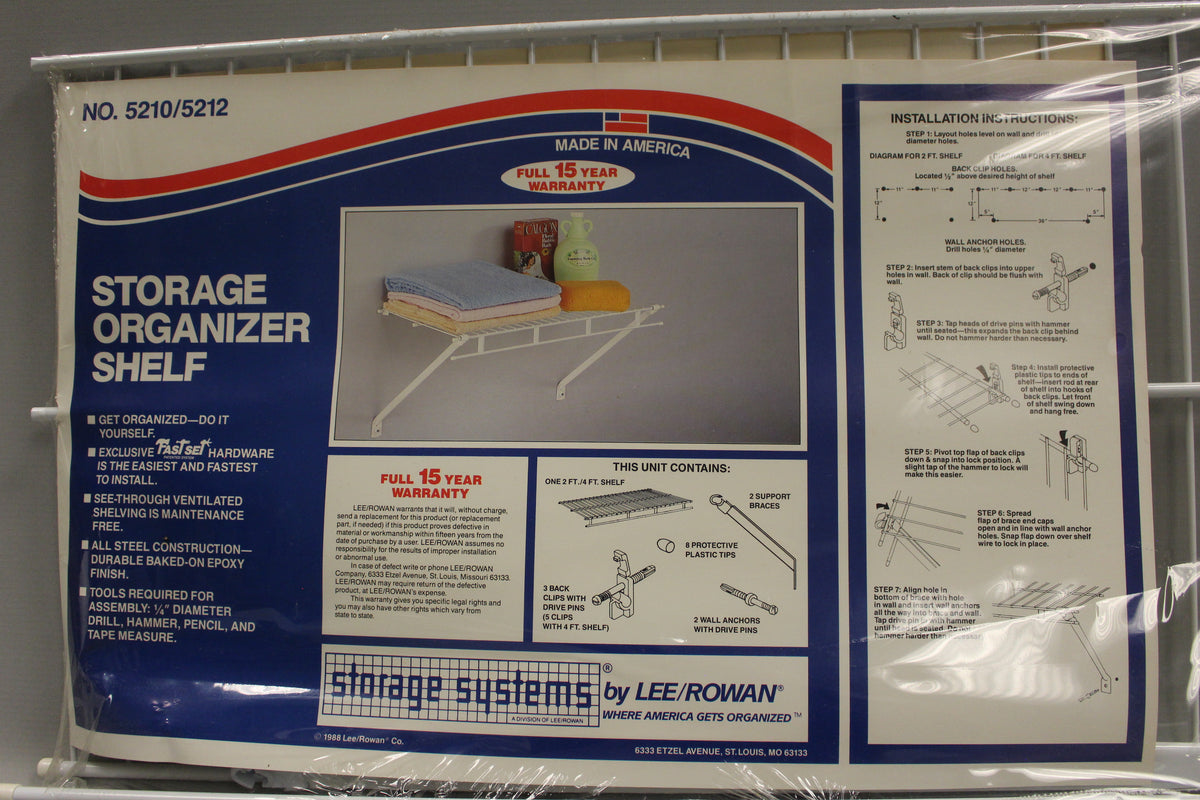 Lee/Rowan 2 Ft / 24" Wire Storage Organizer Shelf 5210 White New Military Steals and Surplus