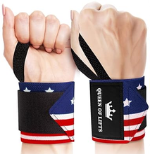 Load image into Gallery viewer, TECEUM Weightlifting 18" Wrist Wraps with Thumb Loop –Powerlifting Bodybuilding