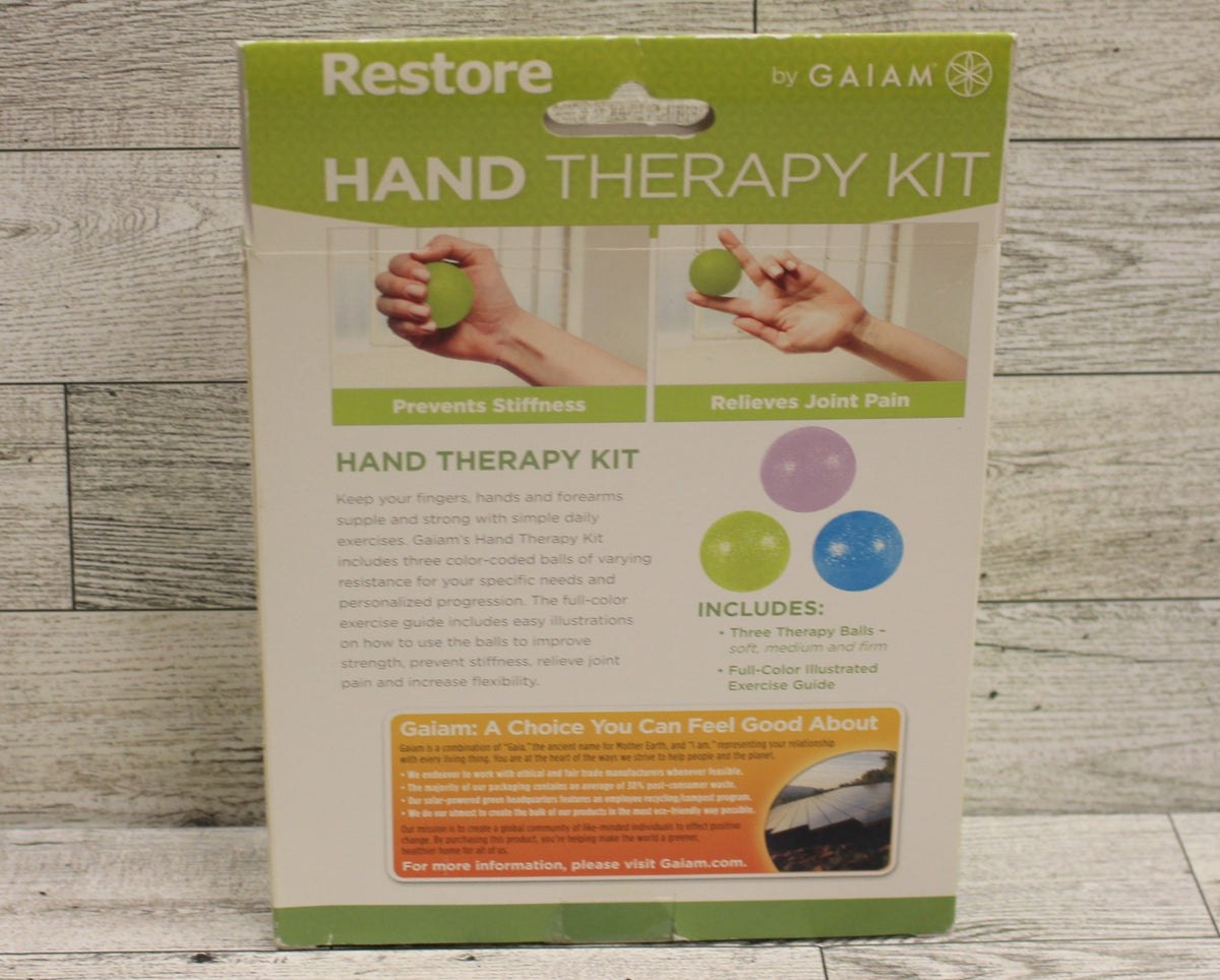Gaiam Restore Hand Therapy Kit with Exercise Balls 3 Pack New