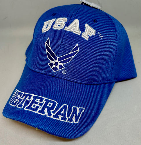 United States Air Force AF Veteran Baseball Cap - Blue - Adjustable - New