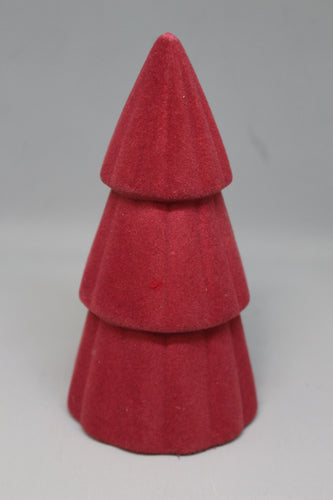 Mini Ceramic Flocked Tree Decoration -Red
