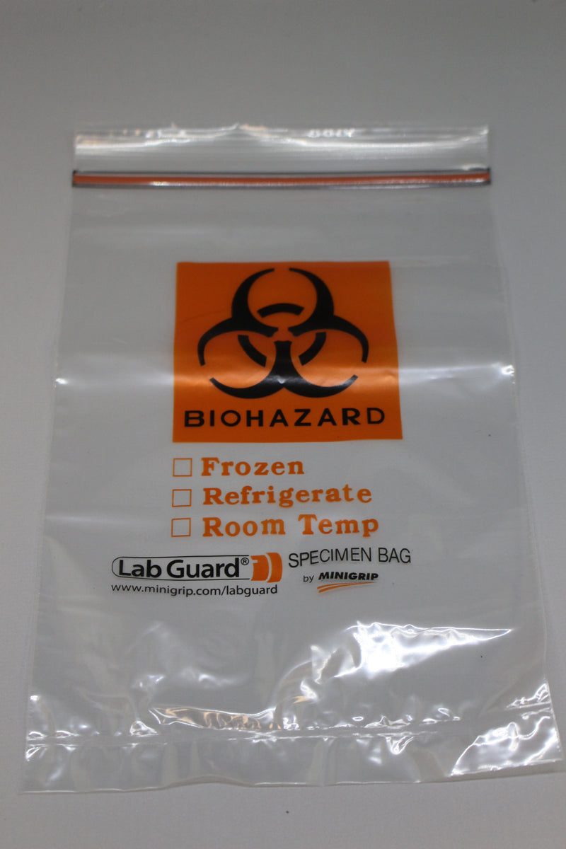 Lab Guard Biohazard Ziploc Specimen Bag, 6" x 8", Set of 50 Military