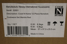 Load image into Gallery viewer, Cook N Home 12 Piece Nonstick Cookware Set - Marble Red - New