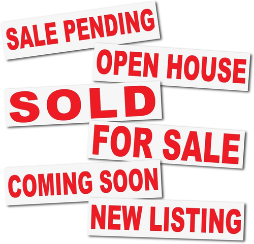 6 Pack Real Estate Signs - 6x24 - Double Sided - New Listing Sold Pending - New