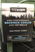 Load image into Gallery viewer, Titan Pro Backpack Insulated Cooler with Ice Walls - 26 cans - Green - New
