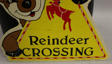 Load image into Gallery viewer, 1996 Impact Plastics Reindeer Crossing Traffic Sign Yard Art - Christmas Holiday