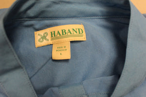 Haband Men's 1/4 Button Up Short Sleeve Shirt - Large - Blue - Used