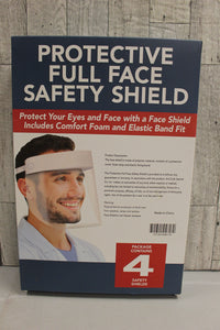 Protective Full Face Safety Shield - Pack of 4 -With Comfort Foam & Elastic Band