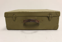 Load image into Gallery viewer, Vintage OD Green Tweed Suitcase with Leather Handle - Used