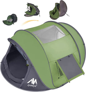 AYAMAYA 4 Person Automatic Pop Up Tent with Skylight, Rainfly, & Ground Cover