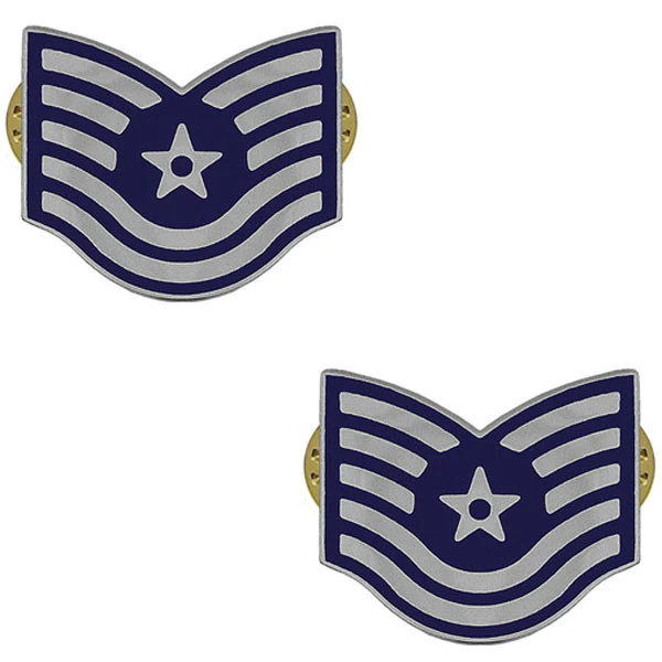 Air Force Technical Sergeant Metal Chevron Pins - E-6 - Set of 2 - New