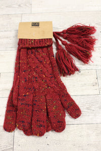 C.C. Burgandy Confetti Women's Gloves with Tassel- New