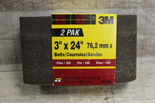 Load image into Gallery viewer, 3M 2Pak Fine 3&quot;x24&quot; Grinder Belt -New