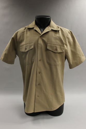 US Military Men's Tan Short Sleeve Shirt - Medium Athletic - Khaki - Used #2