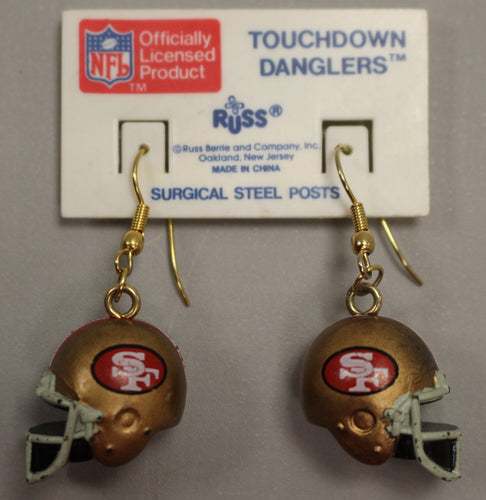 Russ NFL Touchdown Danglers Earrings - San Francisco 49ers Football - Used