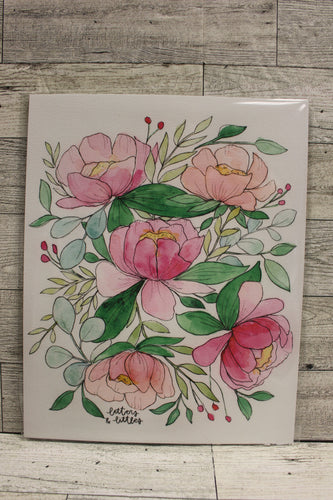 Hand made Pink Floral Print by Megan Weaver - 8x10 - New