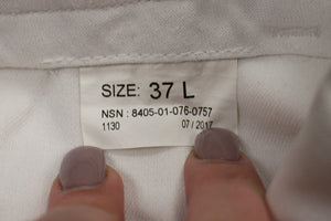 USN Navy White Men's Enlisted Bell Bottom Dress Trousers - Size: 37 Long - Used