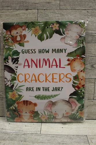 Guessing Animal Crackers Baby Shower Party Game Cards - Safari Jungle Zoo - New