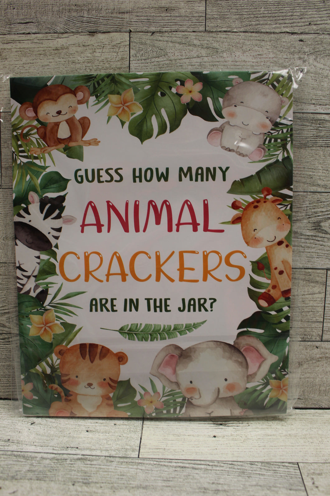 Guessing Animal Crackers Baby Shower Party Game Cards - Safari Jungle Zoo - New