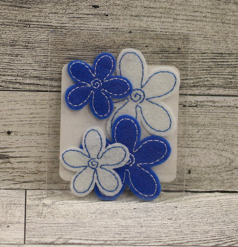 Michaels Felt Flowers - Set of 4 - Blue/White - New