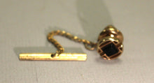 Load image into Gallery viewer, Onyx &amp; Yellow Gold Tone Tie Tac with