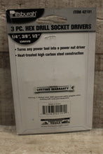 Load image into Gallery viewer, Pittsburgh 3-Piece Hex Drill Socket Drivers 1/4&quot; 1/2&quot; 3/8&quot; -New