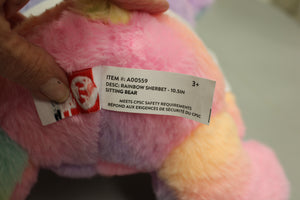Fiesta Rainbow Sherbet 10" Teddy Bear Plush - Electric Dance Center - Used
