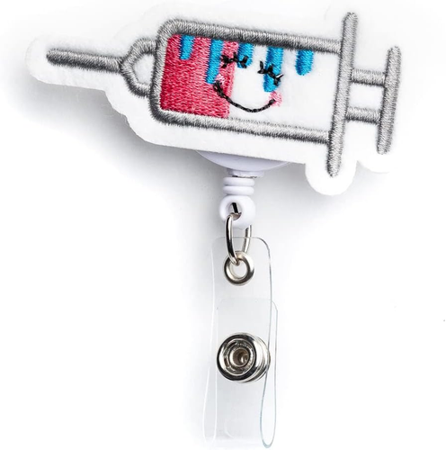 Syringe Nurse Retractable Reel Badge Holder - Alligator Clip - New