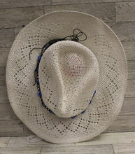 Load image into Gallery viewer, Vamuss Women’s Cowboy Hat With Beaded Trim - White - Boho Hip - Used
