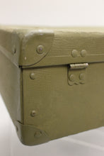 Load image into Gallery viewer, Vintage OD Green Tweed Suitcase with Leather Handle - Used