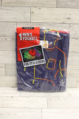 Vintage 1995 Fruit Of The Loom Men's Pocket T-Shirt Size XLarge -Blue -New