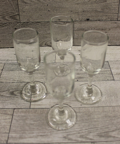 Vintage Stemmed Cordial Liquor Aperitif Stemware Shot Glasses - Set of 4