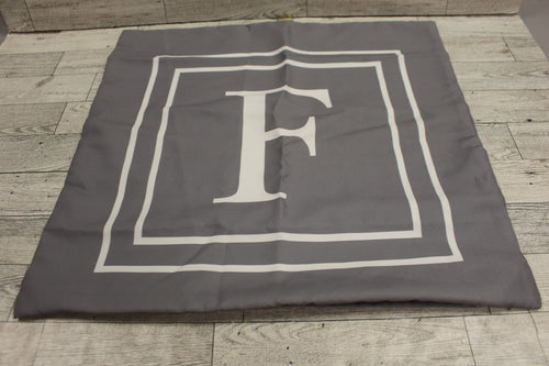 Monogram F Throw Pillow Cover W/ Zipper - Gray - New