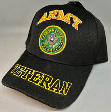 Load image into Gallery viewer, United States Army Veteran Baseball Cap - Black - Adjustable - New