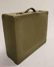 Load image into Gallery viewer, Vintage OD Green Tweed Suitcase with Leather Handle - Used
