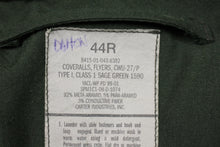 Load image into Gallery viewer, Sage Green Flyers Coveralls CWU-27/P - Size: 44R - 8415-01-043-8392 - Used