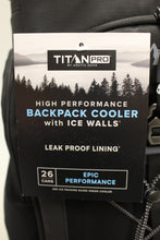 Load image into Gallery viewer, Titan Pro Backpack Insulated Cooler with Ice Walls - 26 cans - Black - New