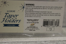 Load image into Gallery viewer, Christmas 2 Count Star Shaped Ceramic Taper Candle Holders - White - New