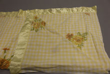 Load image into Gallery viewer, Vintage Yellow &amp; White Gingham Blanket w/ Satin Trim - Yellow - 76" x 82" - Used