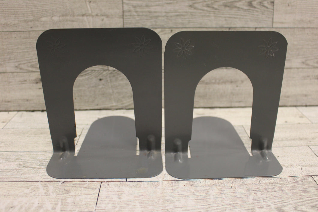 Vintage Gray Metal Bookend - Set of 2 - Used