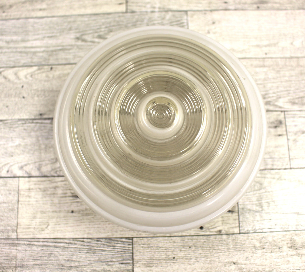 Vintage Retro Flush Mount Glass Ceiling Light Shade - Drum White - Round - Used