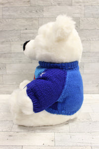 Christmas Plush Bear with Snowman Sweater - 13" Tall - Used