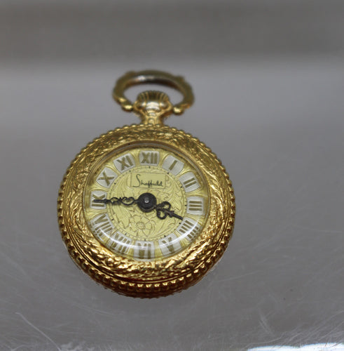 Vintage Womens Sheffield Swiss Made Gold Tone Pocket Watch - Manual Wind - Used