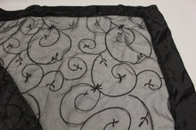 Load image into Gallery viewer, Black Organza Table Top Sash - 70&quot; x 66&quot; - Set of 5 - Used