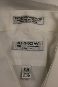 Arrow Dover Broadcloth Long Sleeve White Dress Shirt - XLarge (17 x 34/35)