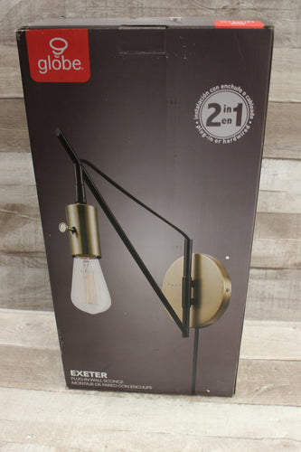 Globe Electric Exeter 1-Light Bronze Plug-In or Hardwire Swing Arm Wall Sconce - New